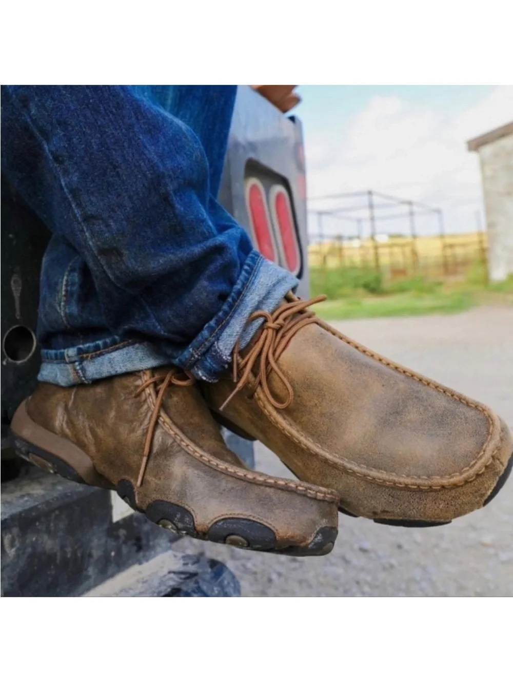 Men's Twisted X Suede Leather Work Driving Chukka Moccasin Boots